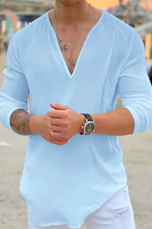 Men's Full Size V-Neck Long Sleeve Top Plus Size sold by Gigi Laurent