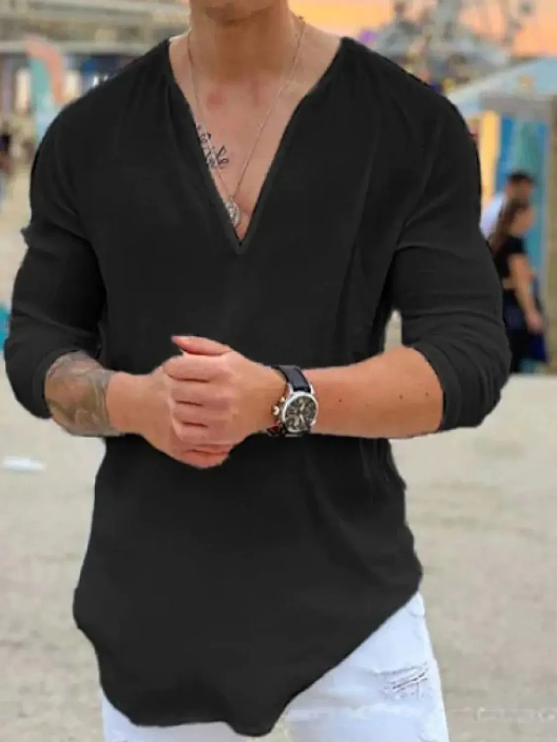 Men's Full Size V-Neck Long Sleeve Top Plus Size sold by Gigi Laurent product image thumbnail 5