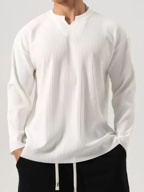 Men's Plus Size Notched Long Sleeve Top sold by Gigi Laurent