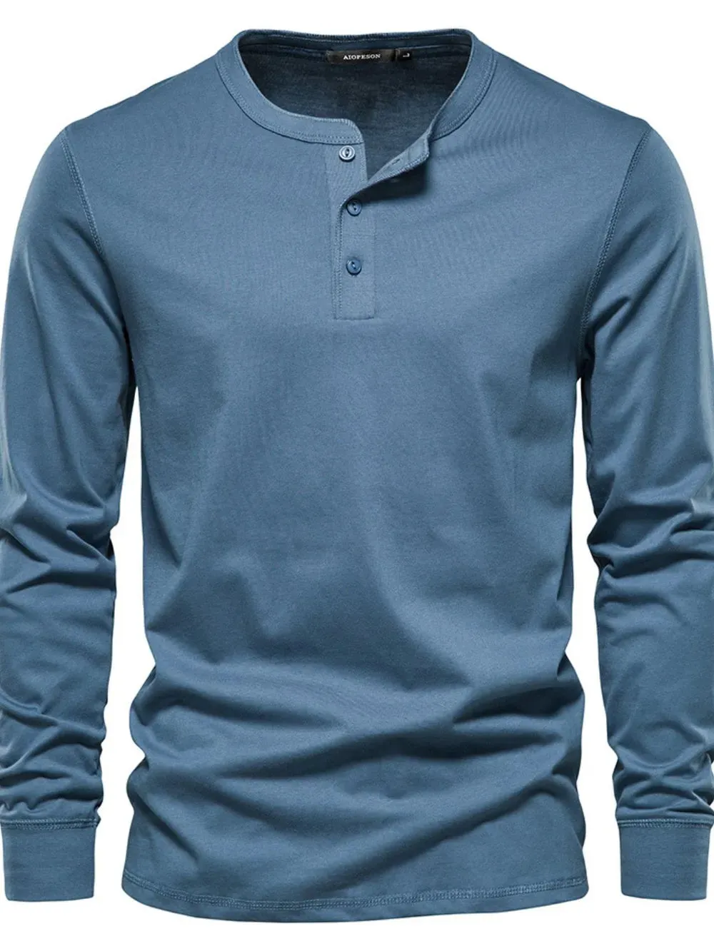 Men's Full Size Quarter Button Round Neck Long Sleeve T-Shirt Plus Size sold by Gigi Laurent