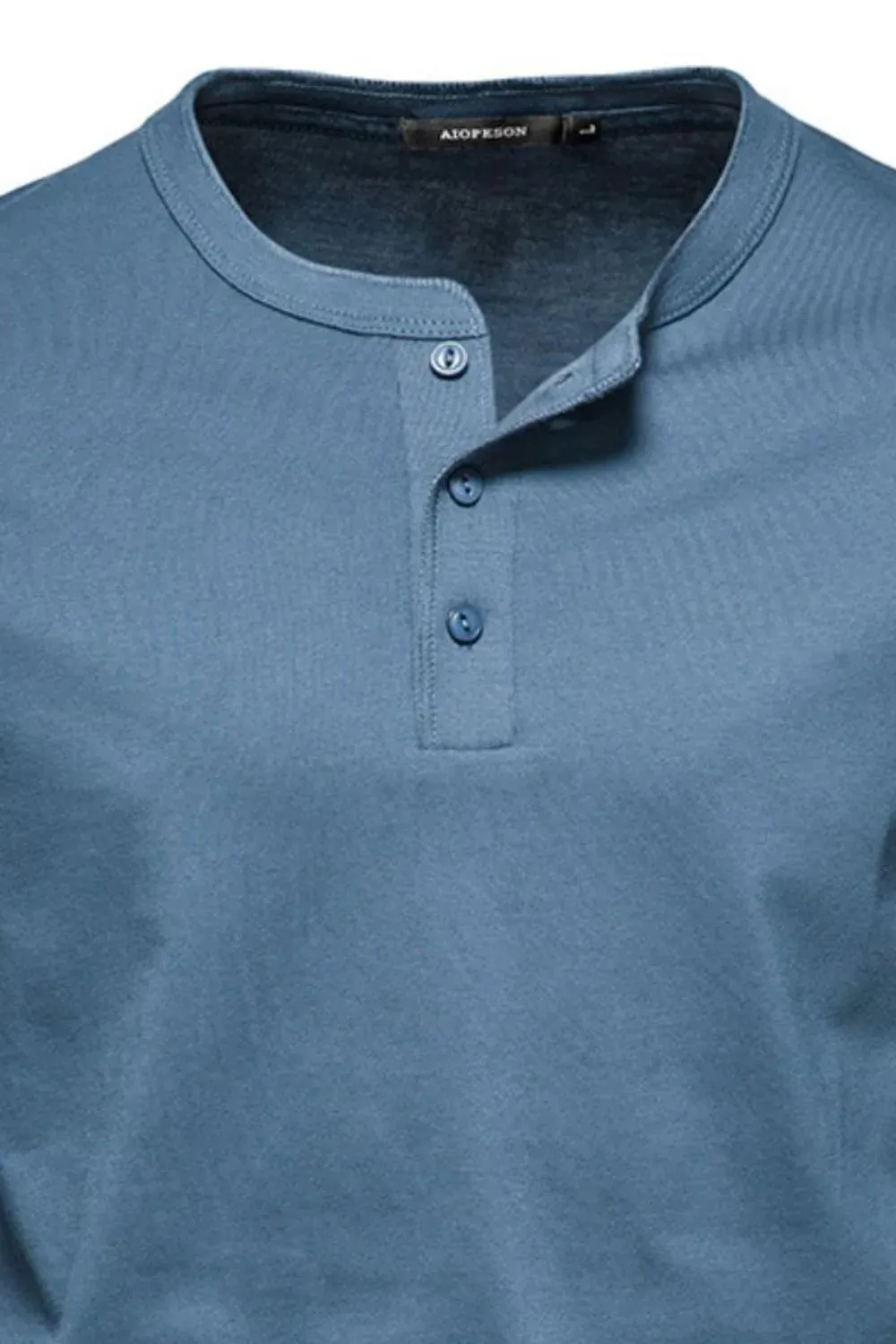 Men's Full Size Quarter Button Round Neck Long Sleeve T-Shirt Plus Size sold by Gigi Laurent product image thumbnail 4