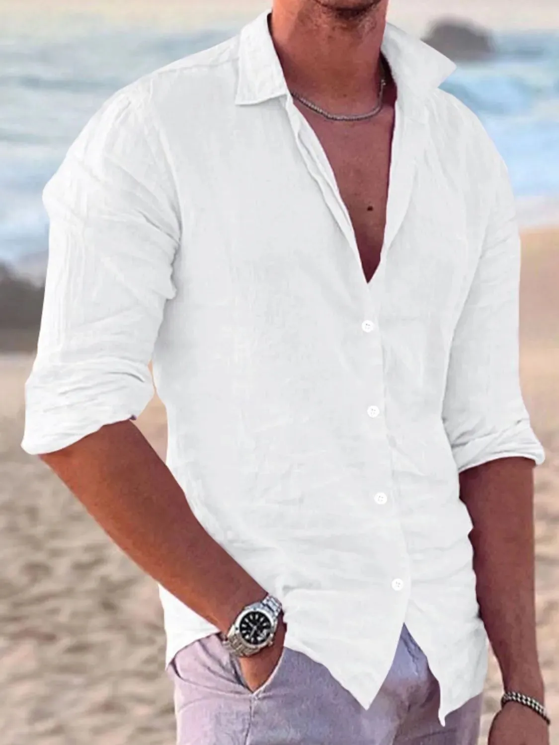 Men's Full Size Button Up Long Sleeve Shirt Plus Size sold by Gigi Laurent product image thumbnail 5