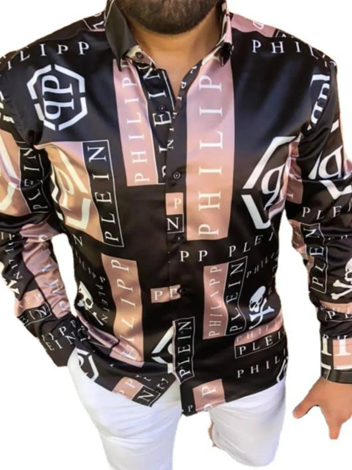 Men's Full Size Contrast Button Up Long Sleeve Shirt Plus Size sold by Gigi Laurent product image thumbnail 5