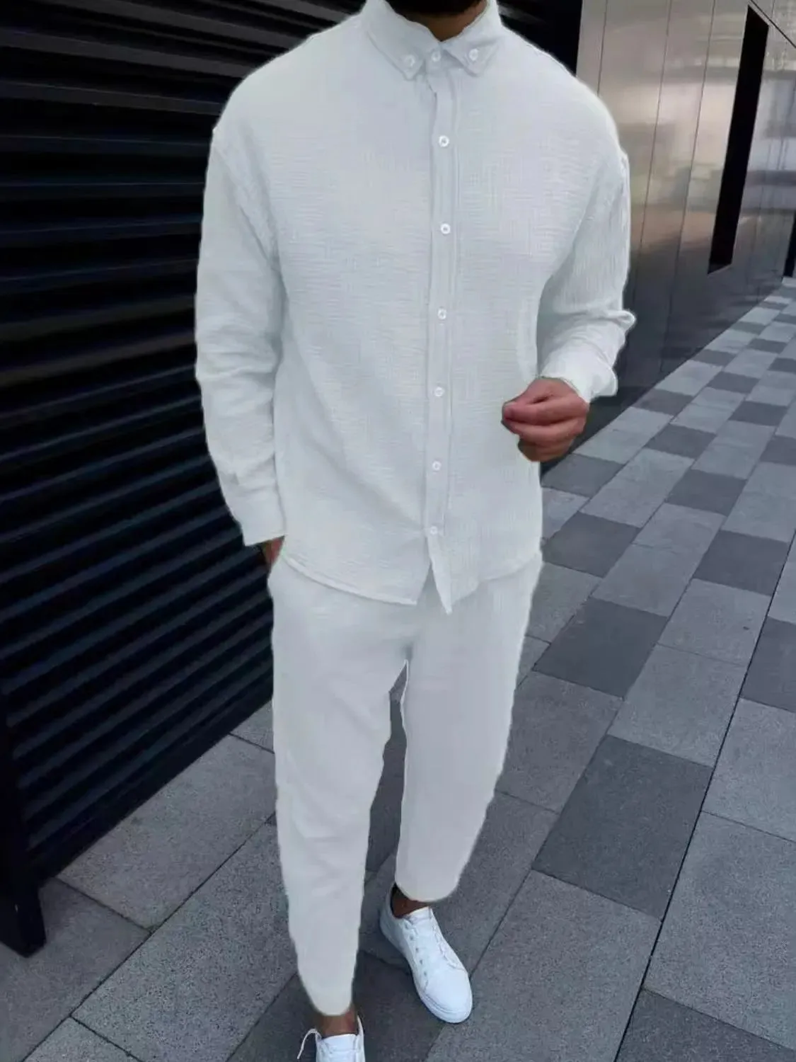 Men's Button Down Long Sleeve Shirt and Pants Set sold by Gigi Laurent