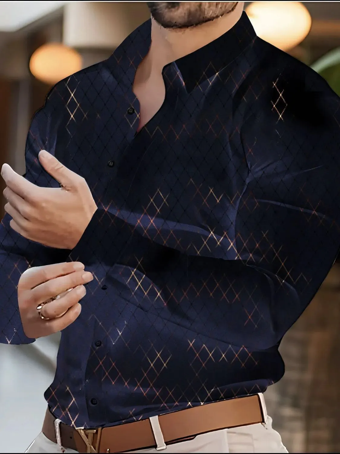 Men's Full Size Button Up Long Sleeve Shirt Plus Size sold by Gigi Laurent product image thumbnail 4