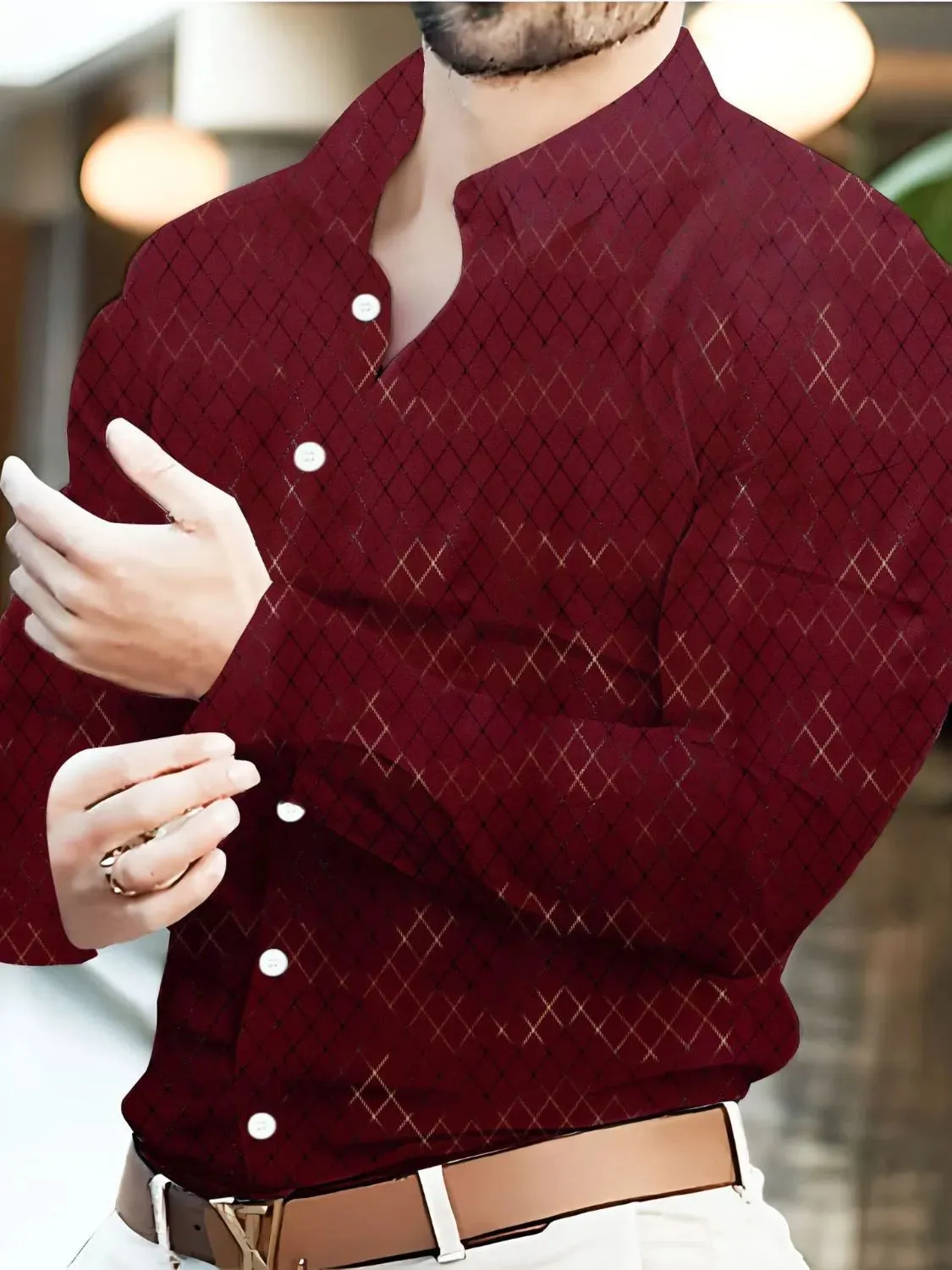 Men's Full Size Button Up Long Sleeve Shirt Plus Size sold by Gigi Laurent product image thumbnail 2