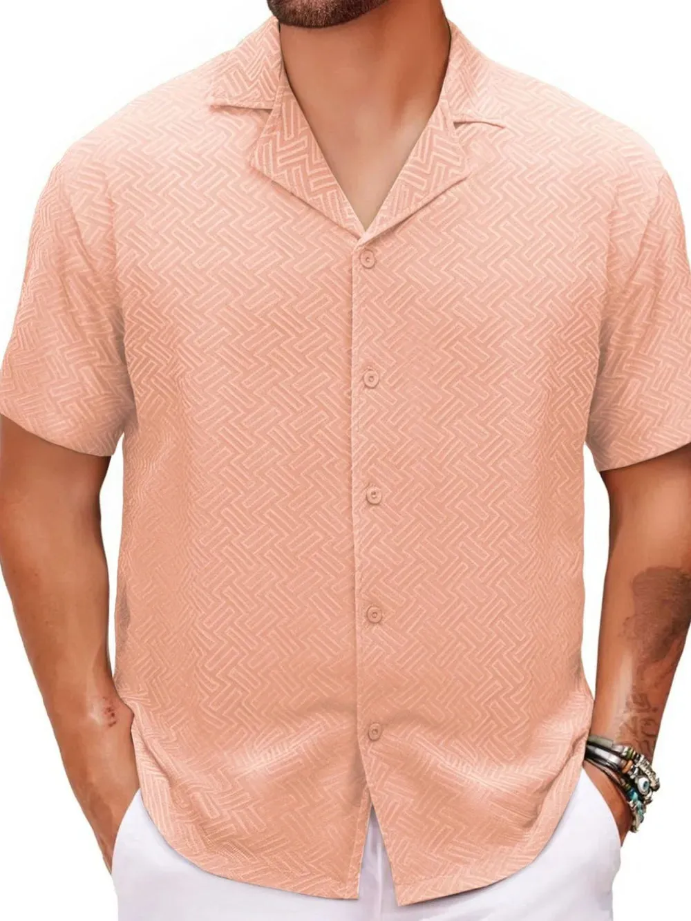 Men's Plus Size Button Down Short Sleeve Shirt sold by Gigi Laurent product image thumbnail 2