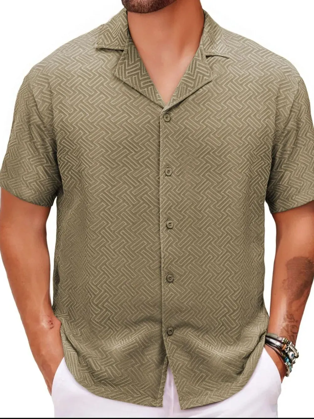 Men's Plus Size Button Down Short Sleeve Shirt sold by Gigi Laurent product image thumbnail 4