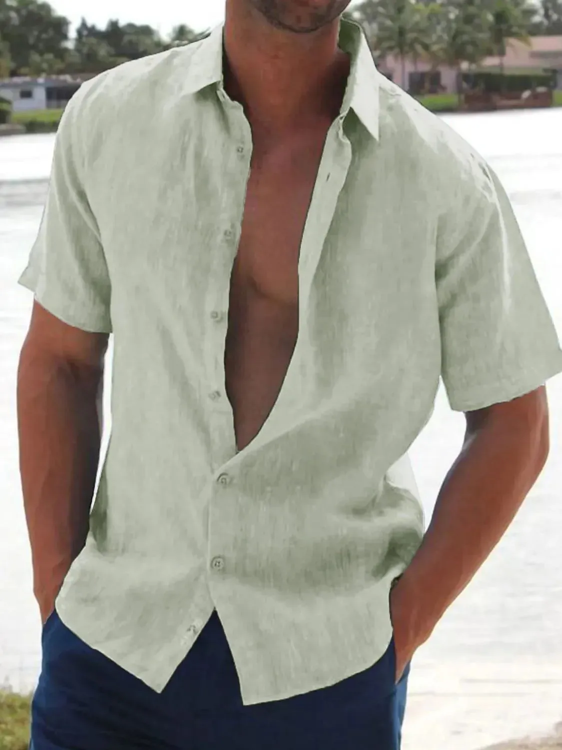 Men's Full Size Button Up Short Sleeve Shirt Plus Size sold by Gigi Laurent product image thumbnail 3