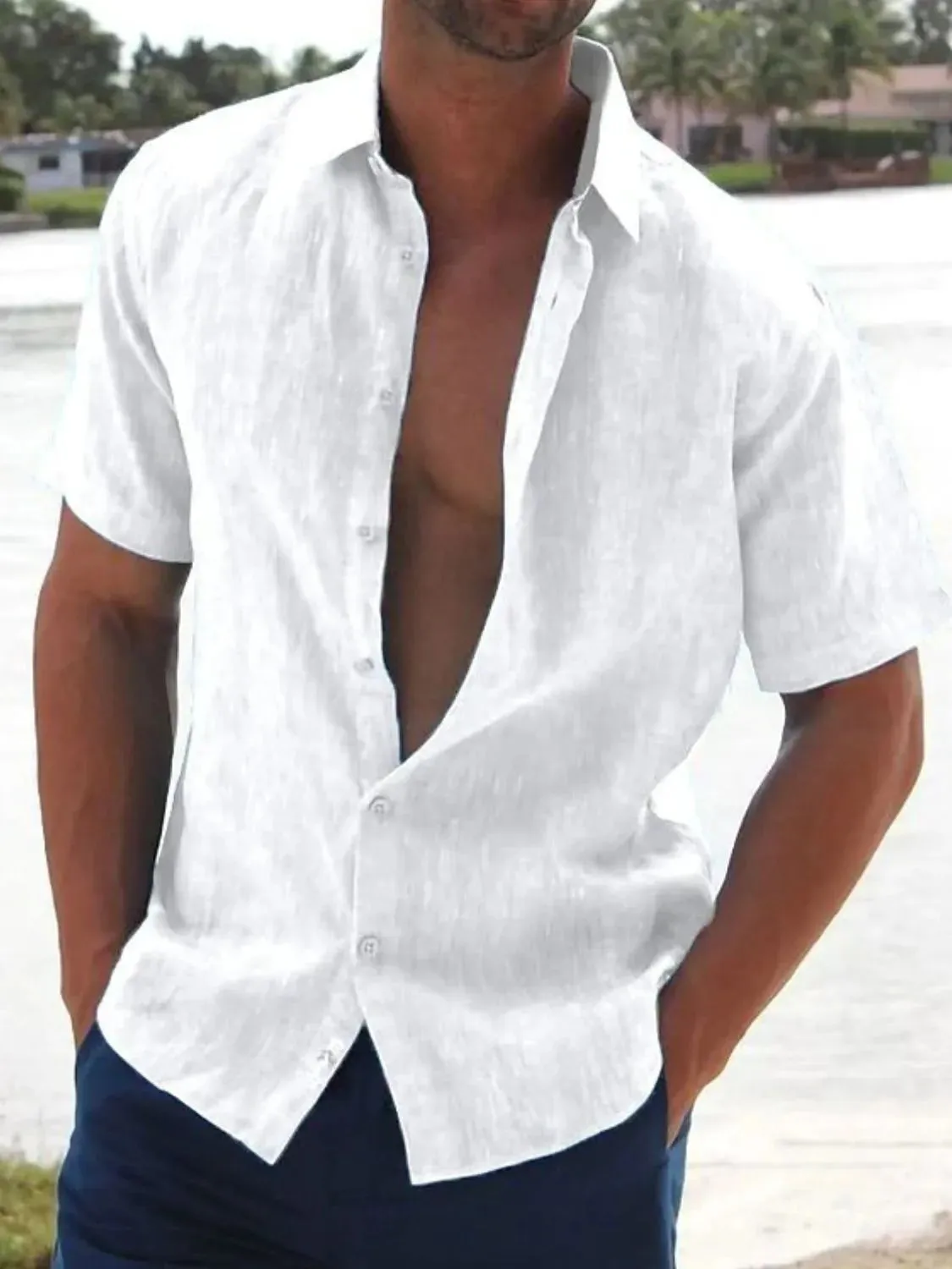 Men's Full Size Button Up Short Sleeve Shirt Plus Size sold by Gigi Laurent product image thumbnail 4