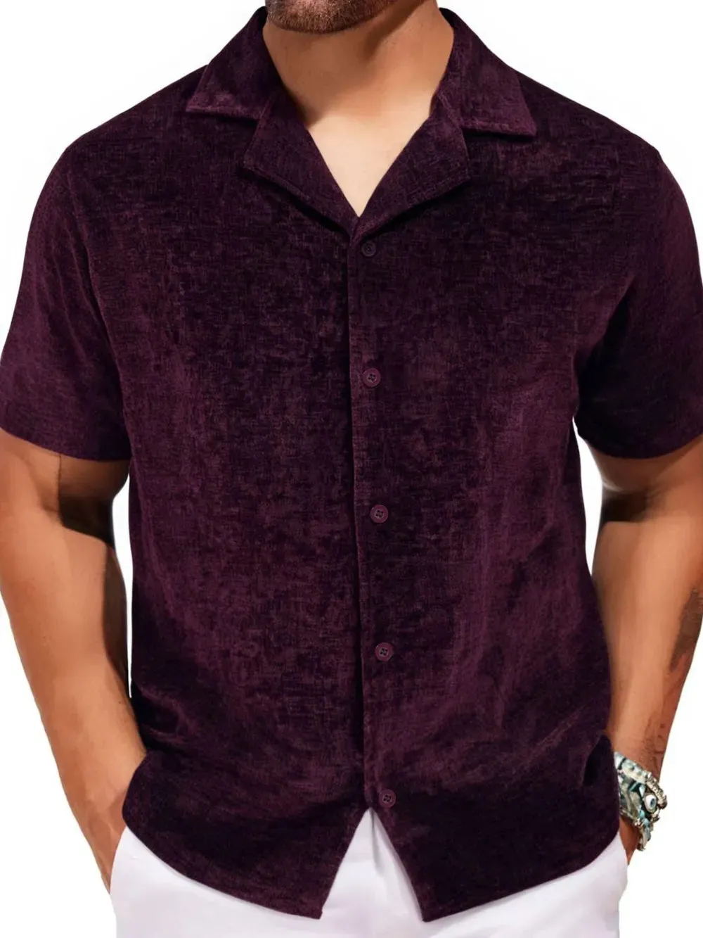 Men's Plus Size Button Down Short Sleeve Shirt sold by Gigi Laurent product image thumbnail 2