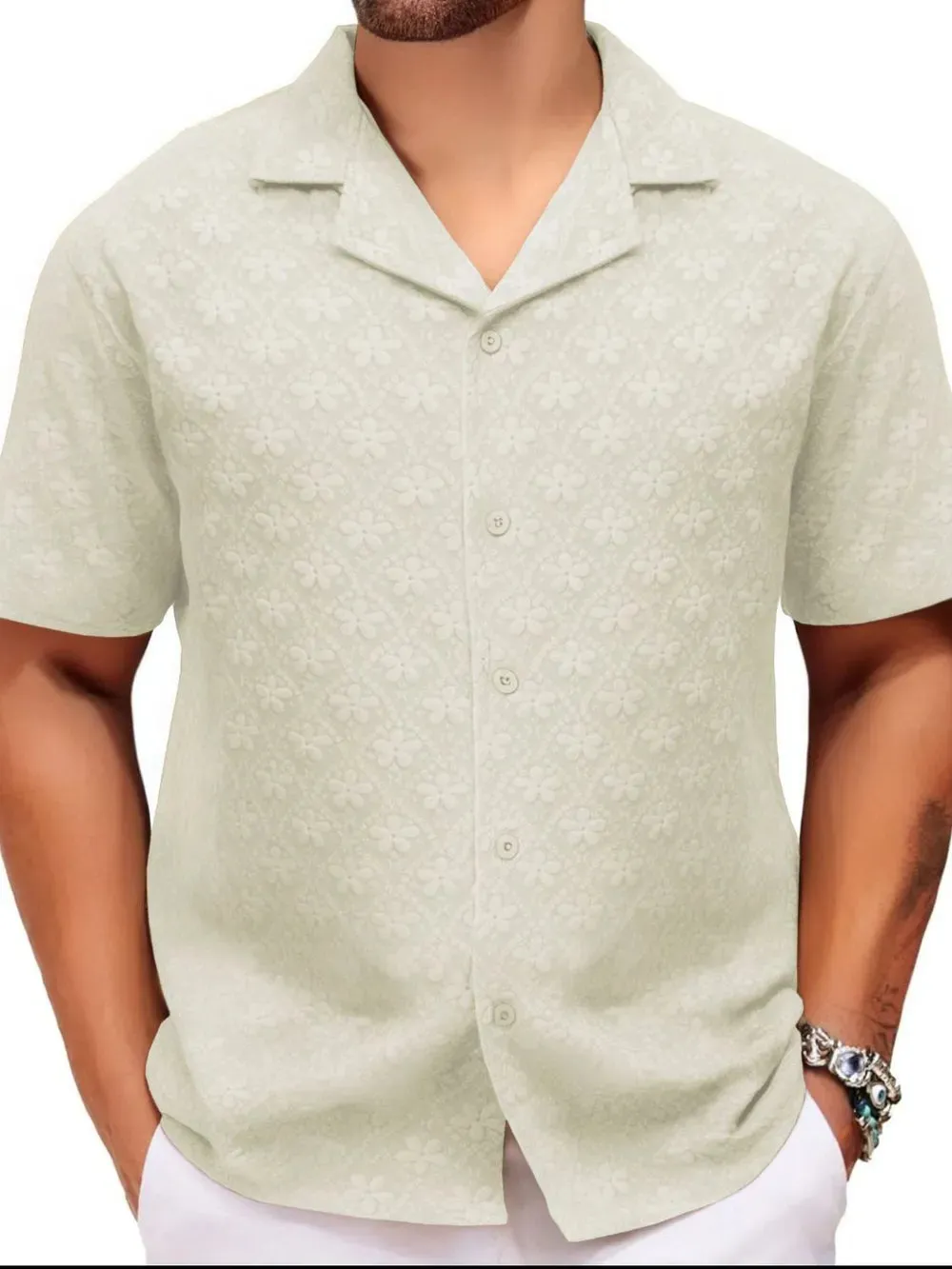 Men's Plus Size Button Down Short Sleeve Shirt sold by Gigi Laurent product image thumbnail 4
