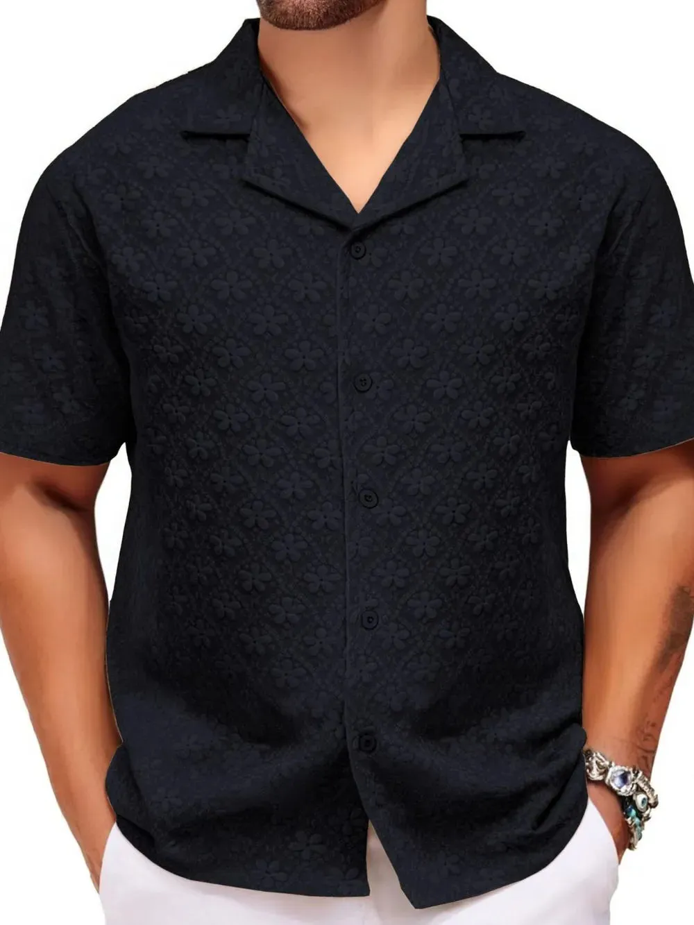 Men's Plus Size Button Down Short Sleeve Shirt sold by Gigi Laurent product image thumbnail 2