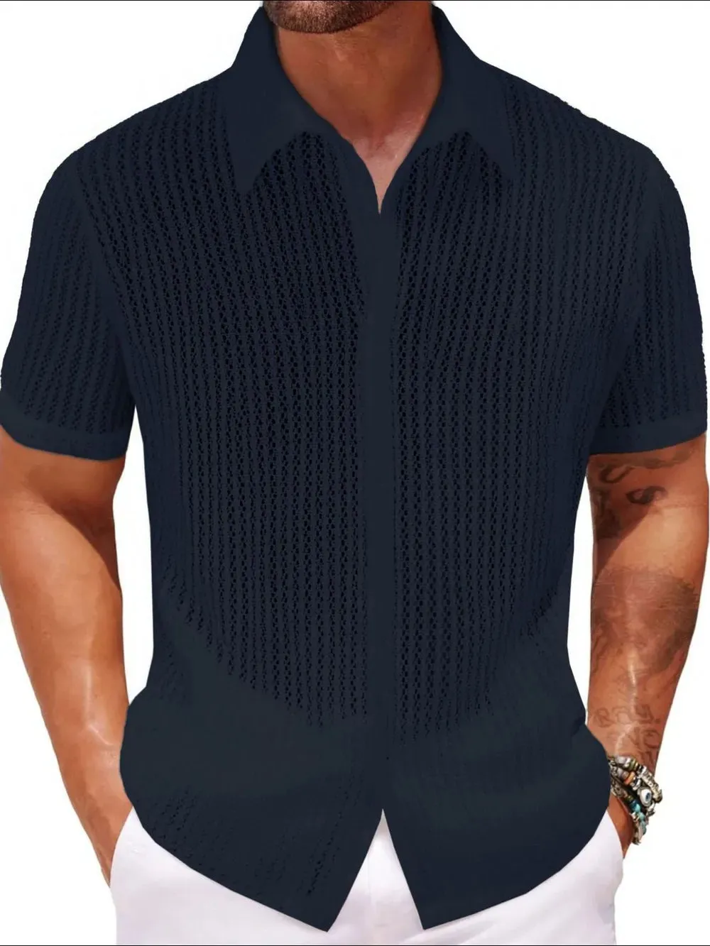 Men's Plus Size Button Down Short Sleeve Shirt sold by Gigi Laurent product image thumbnail 4