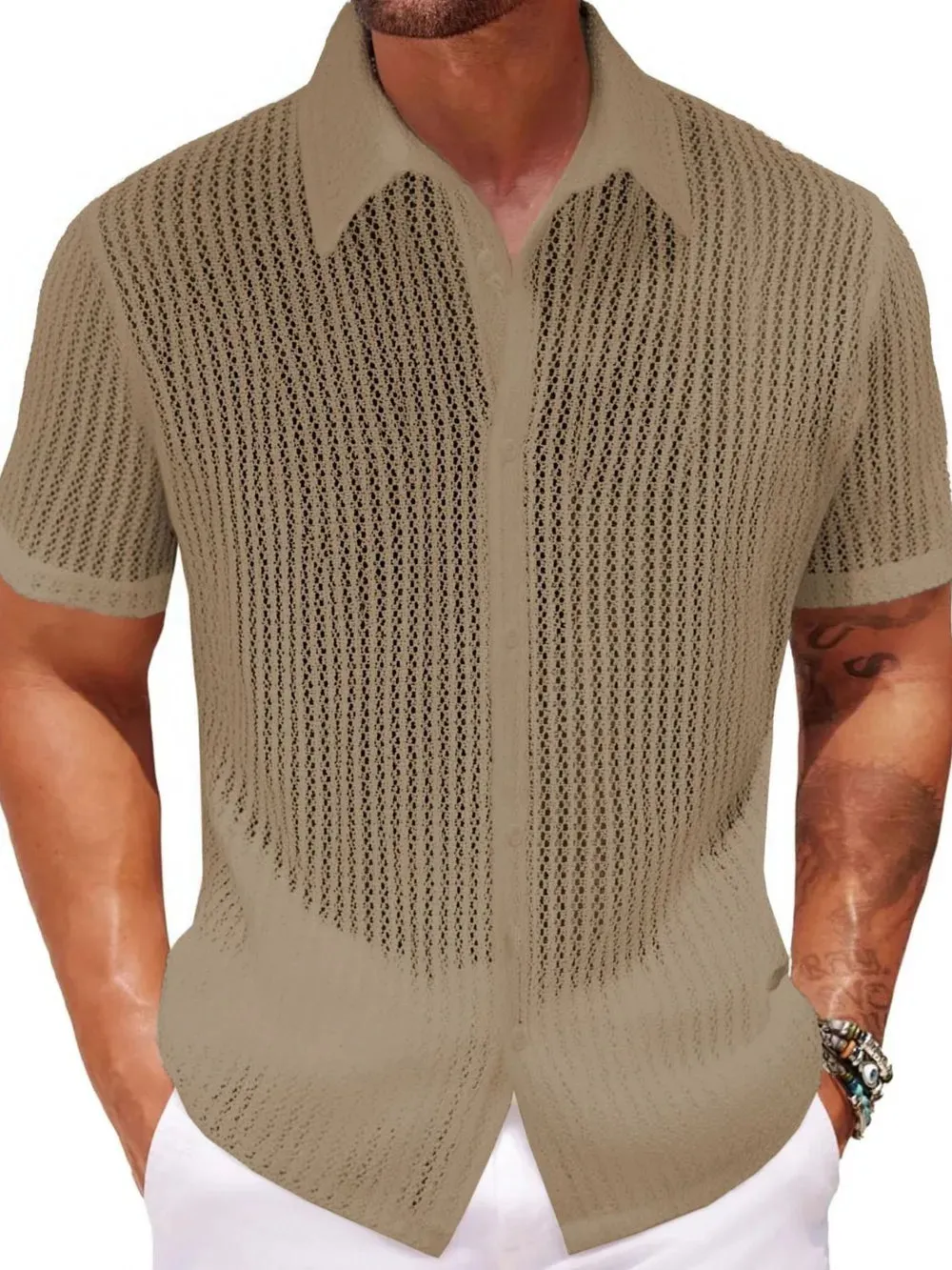 Men's Plus Size Button Down Short Sleeve Shirt sold by Gigi Laurent product image thumbnail 2