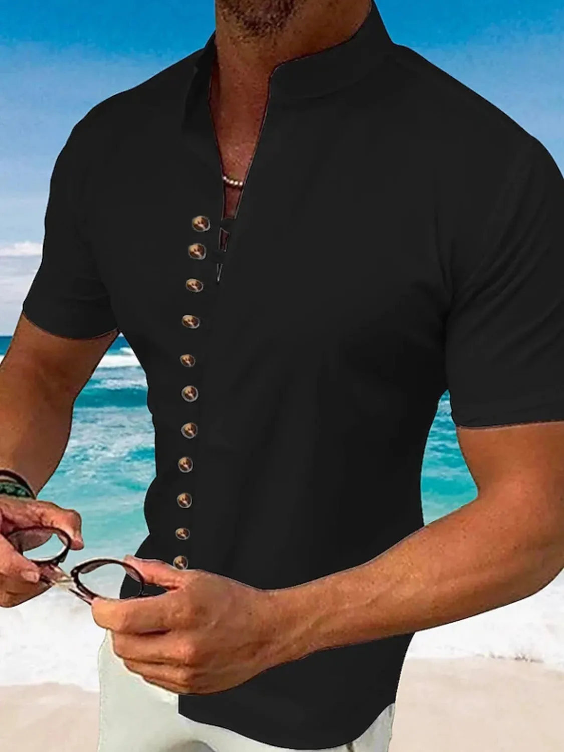 Men's Full Size Button Up Short Sleeve Shirt Plus Size sold by Gigi Laurent product image thumbnail 2