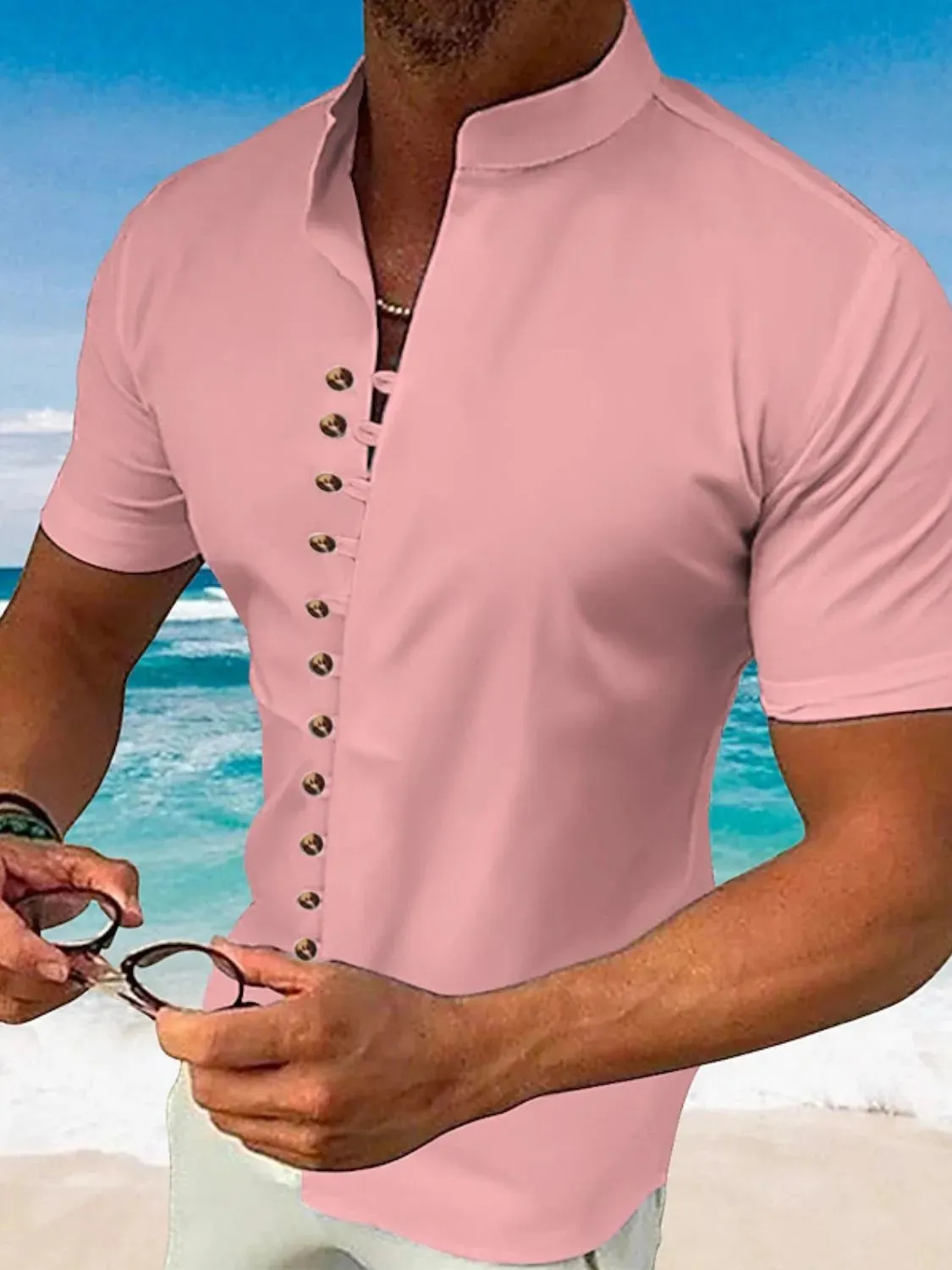 Men's Full Size Button Up Short Sleeve Shirt Plus Size sold by Gigi Laurent product image thumbnail 5