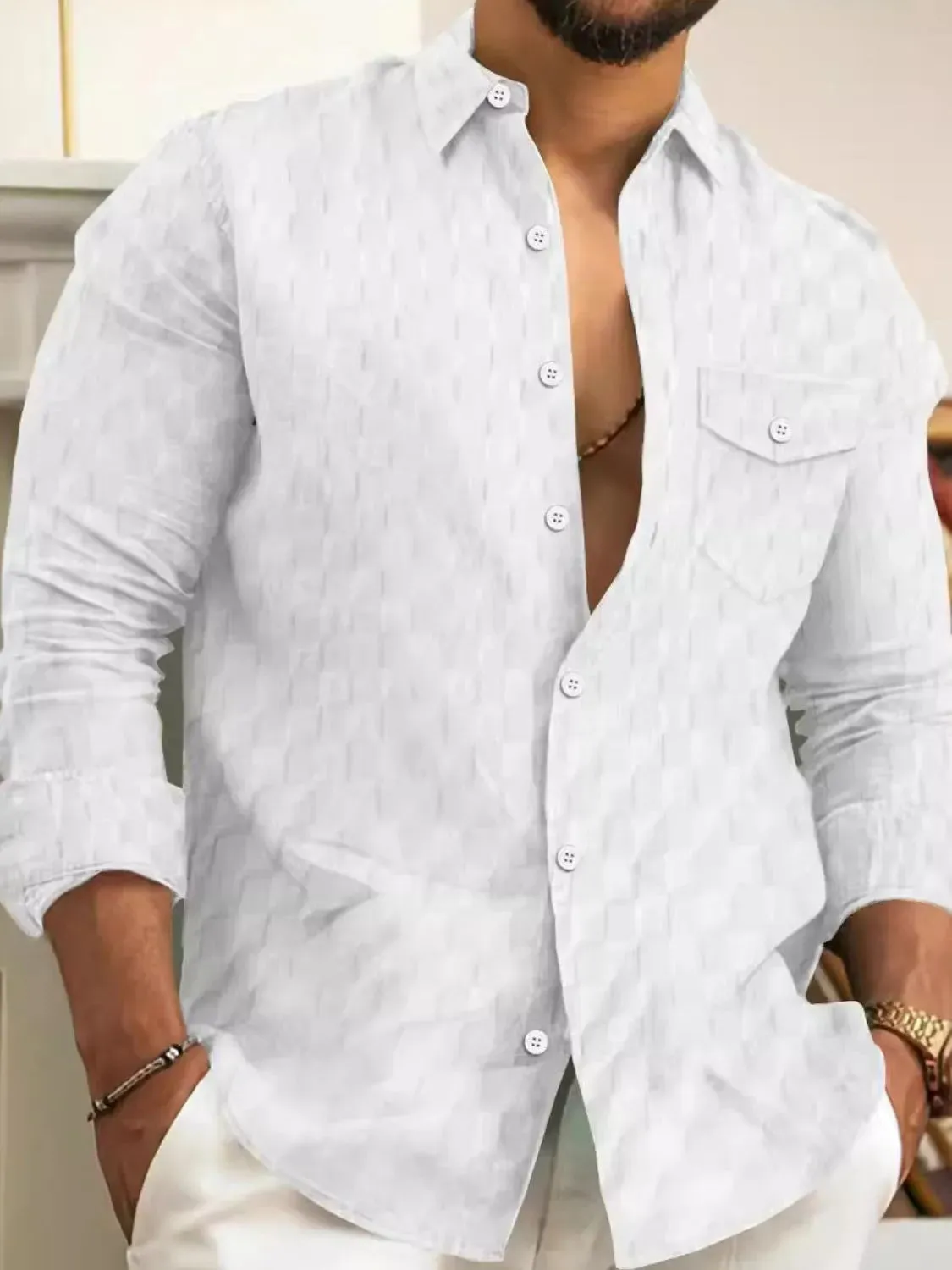 Men's Full Size Button Up Long Sleeve Shirt Plus Size sold by Gigi Laurent