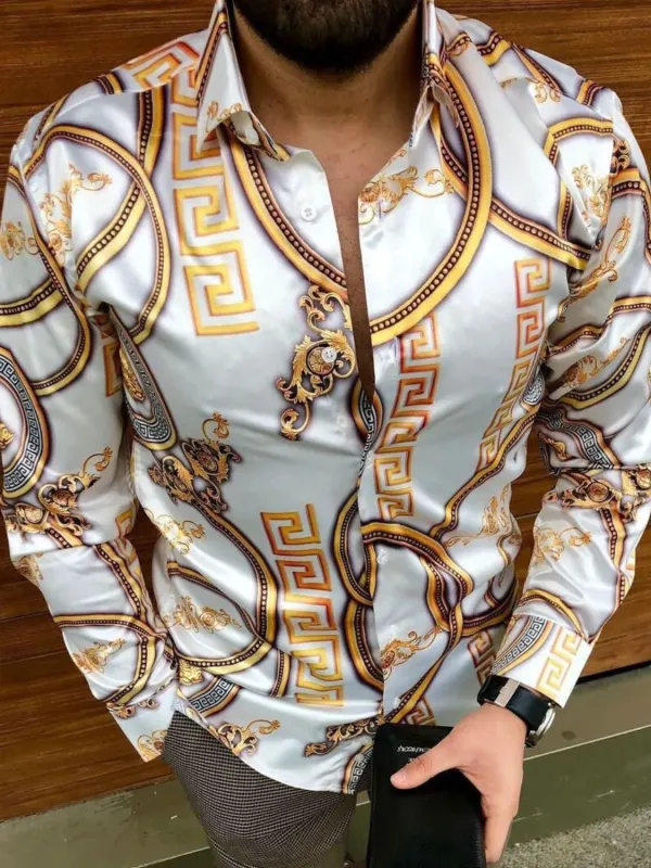 Men's Plus Size Printed Button Up Long Sleeve Shirt sold by Gigi Laurent