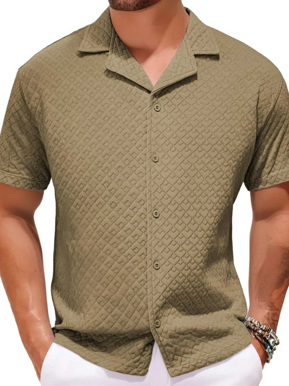 Men's Plus Size Button Down Short Sleeve Shirt sold by Gigi Laurent product image thumbnail 2