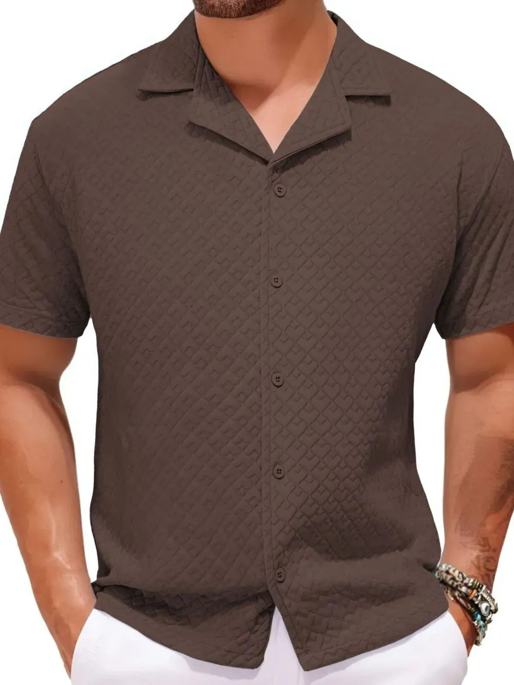 Men's Plus Size Button Down Short Sleeve Shirt sold by Gigi Laurent product image thumbnail 4