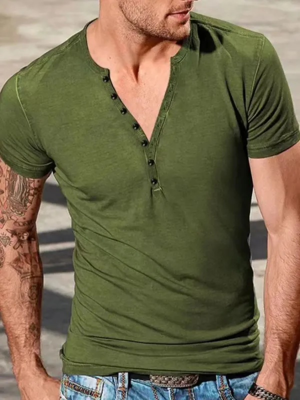 Men's Full Size Button Detail Short Sleeve Top Plus Size sold by Gigi Laurent