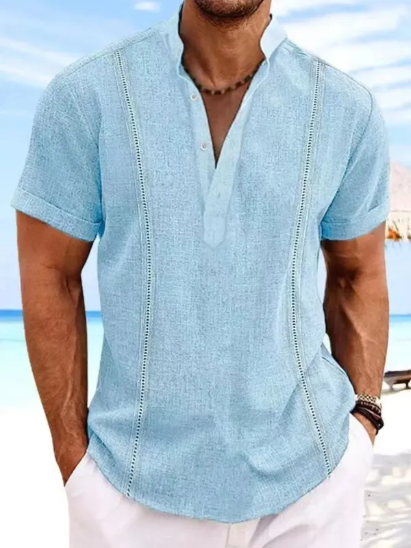 Men's Full Size Button Detail Short Sleeve Shirt Plus Size sold by Gigi Laurent