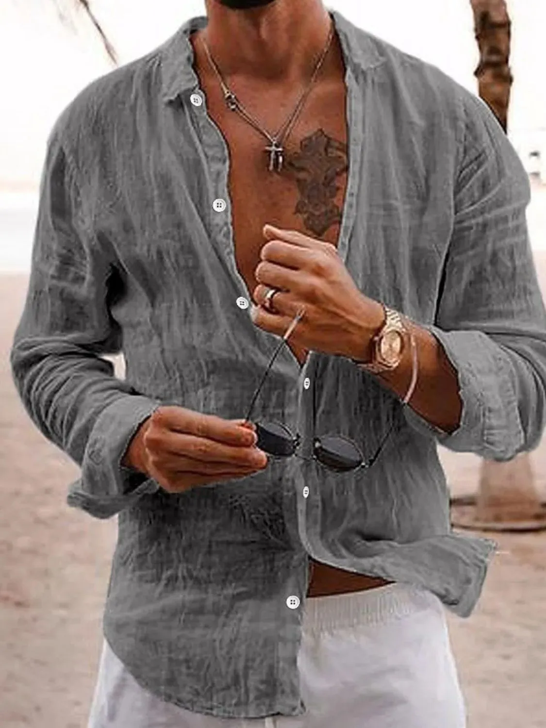 Men's Full Size Button Up Long Sleeve Shirt Plus Size sold by Gigi Laurent product image thumbnail 3