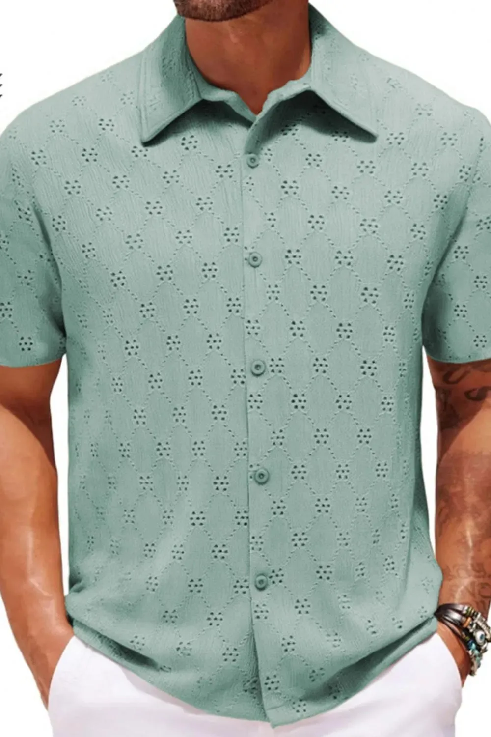 Men's Plus Size Button Down Short Sleeve Shirt sold by Gigi Laurent