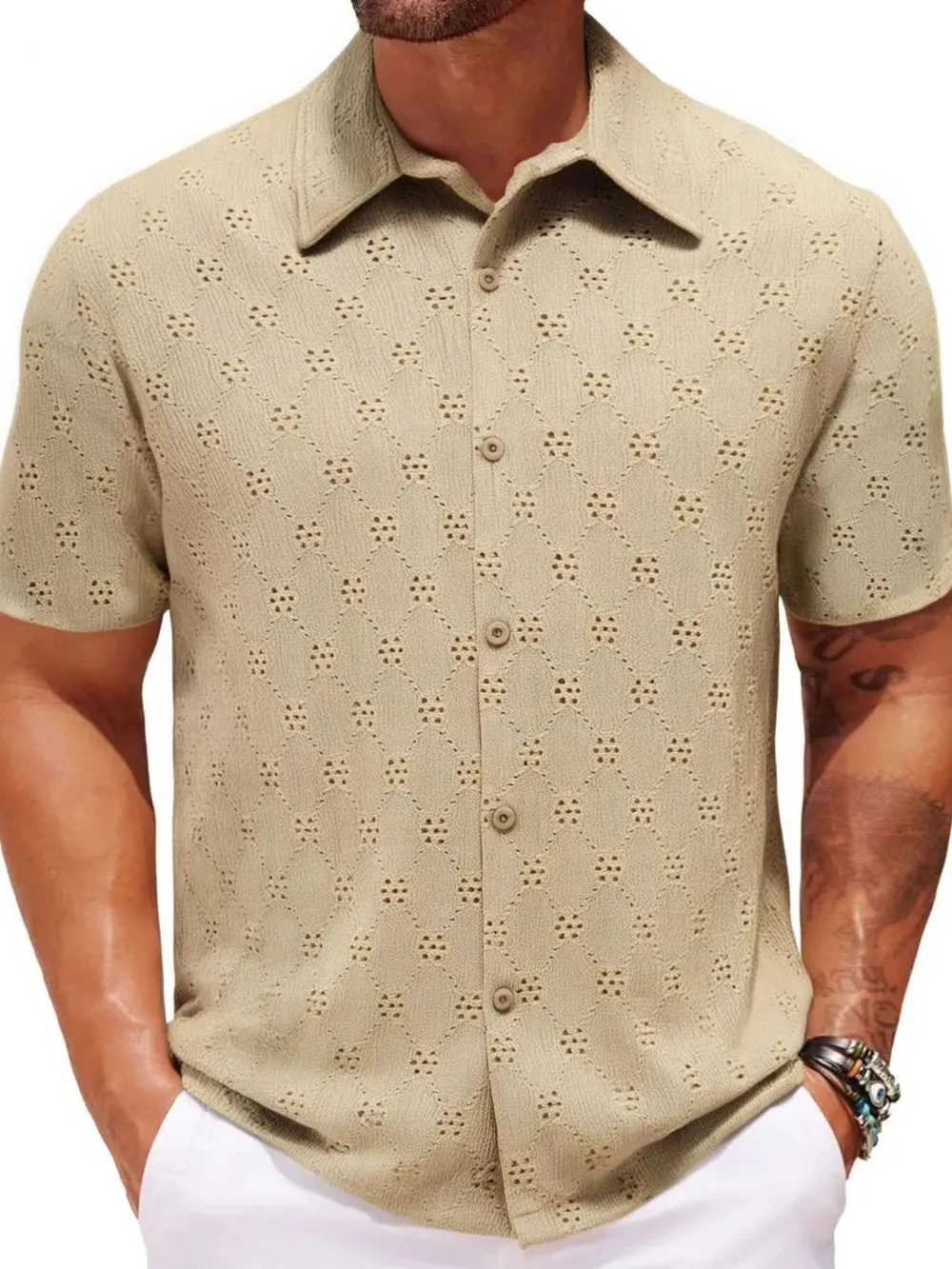 Men's Plus Size Button Down Short Sleeve Shirt sold by Gigi Laurent product image thumbnail 2