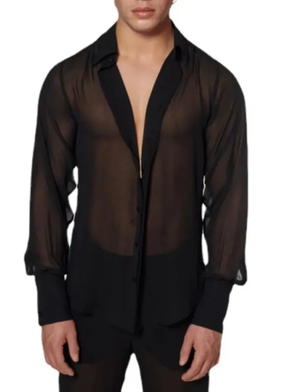 Men's Full Size Collared Neck Long Sleeve Shirt Plus Size sold by Gigi Laurent