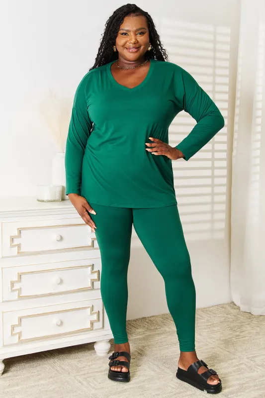 Zenana Lazy Days Full Size Long Sleeve Top and Leggings Set sold by Gigi Laurent