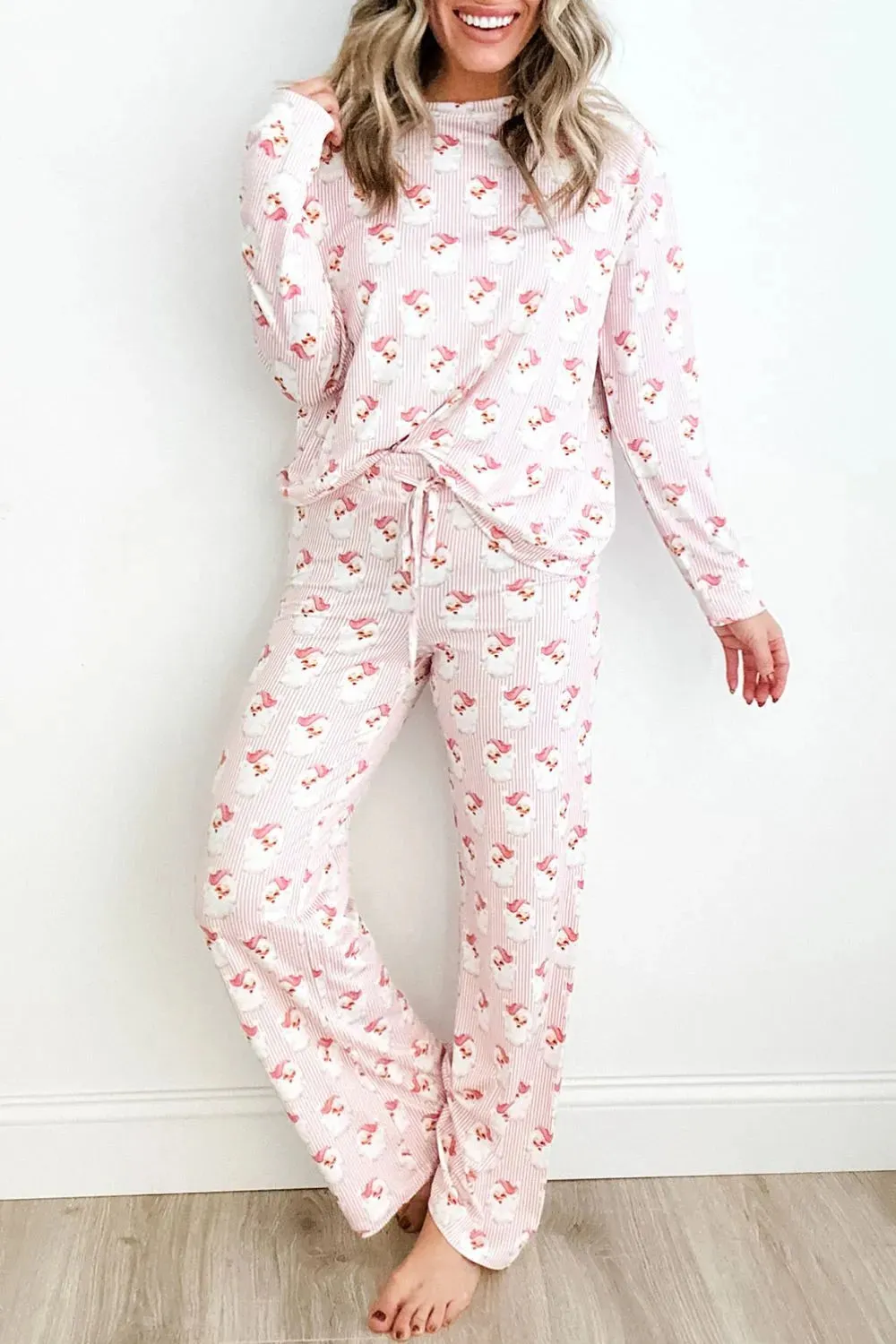Santa Print Long Sleeve Top and Pants Lounge Set sold by Gigi Laurent product image thumbnail 5