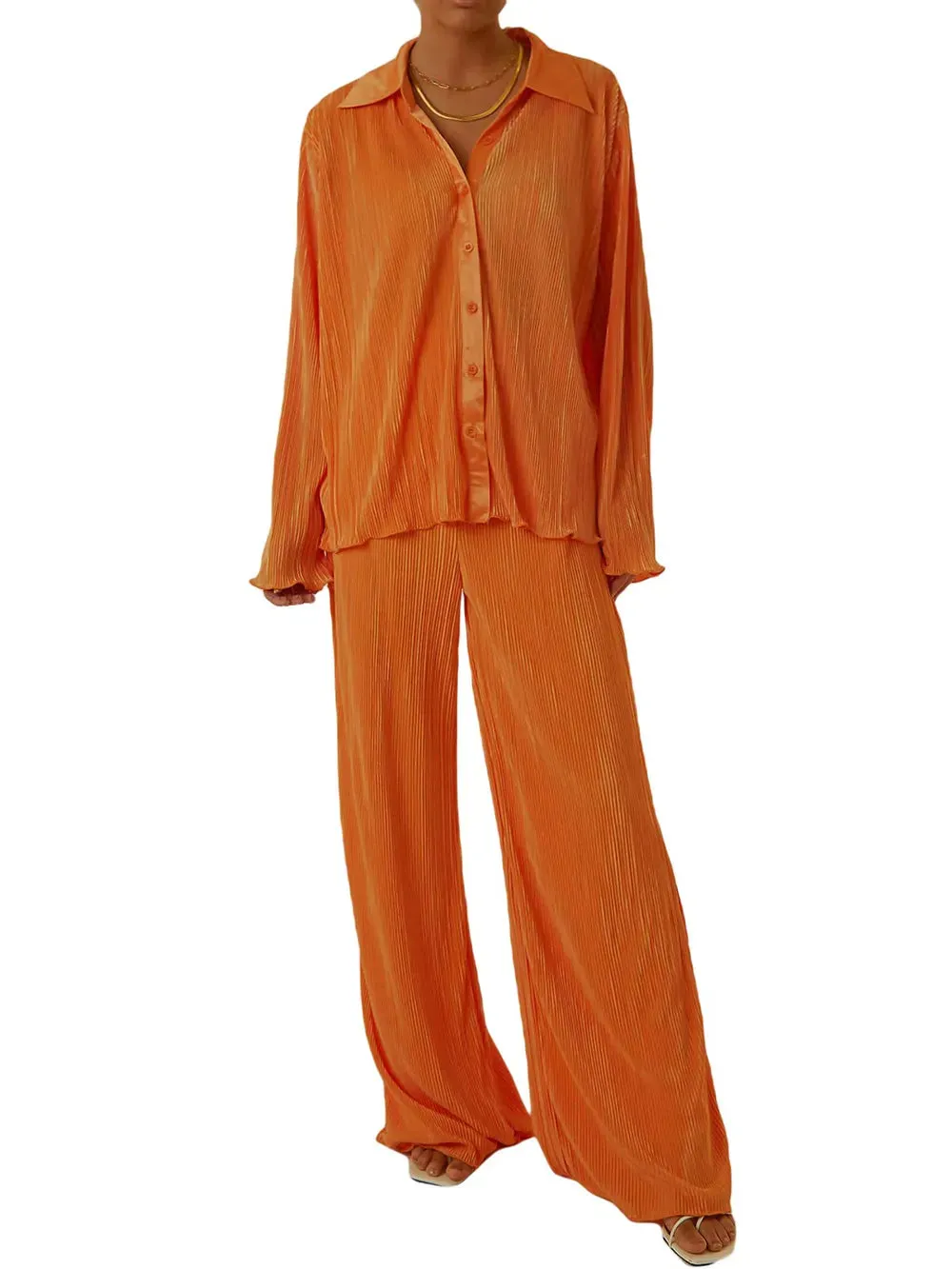 Collared Neck Long Sleeve Top and Pants Lounge Set sold by Gigi Laurent product image thumbnail 5
