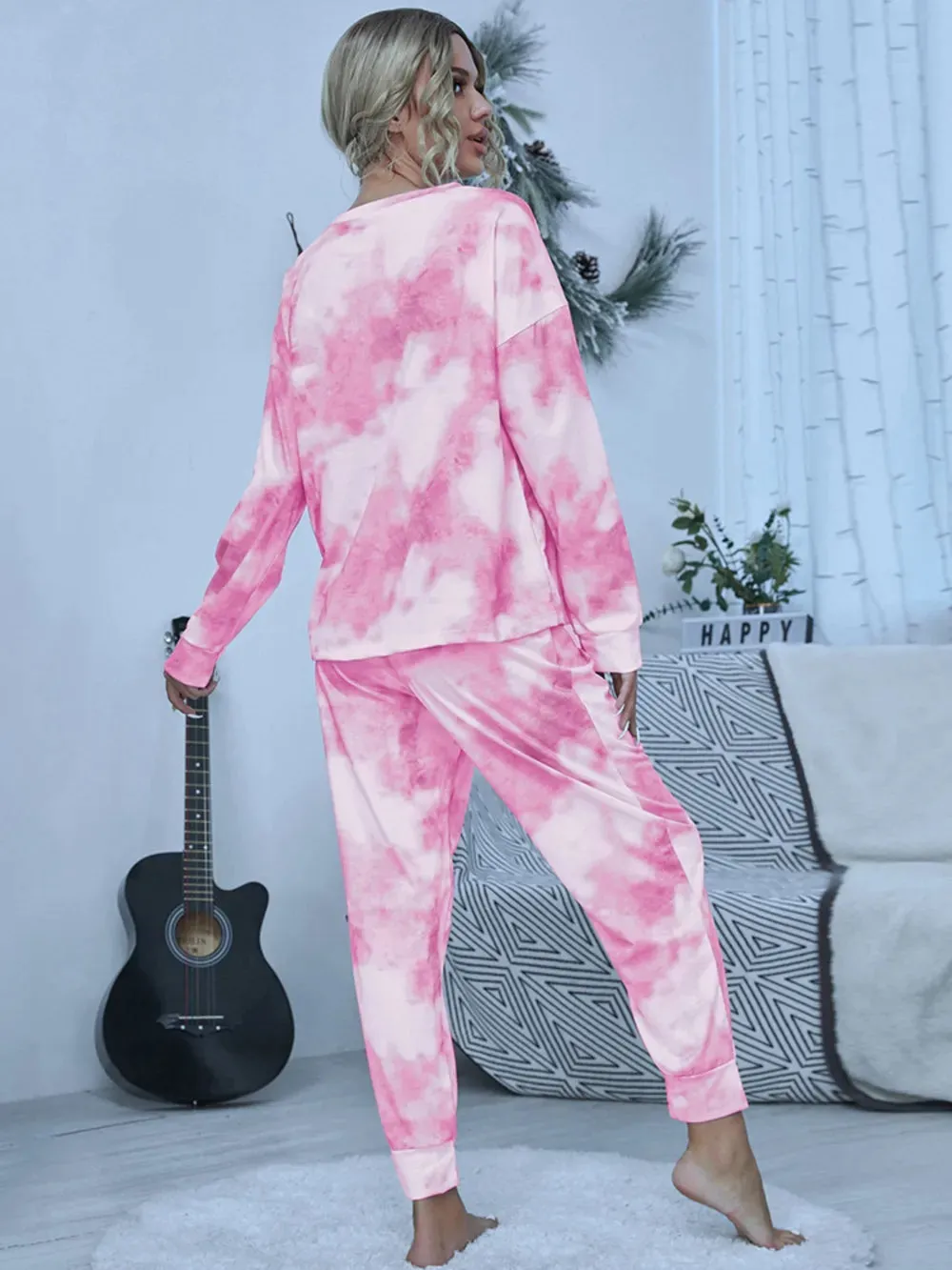 Shiny Tie-Dye Round Neck Top and Pants Lounge Set sold by Gigi Laurent product image thumbnail 2