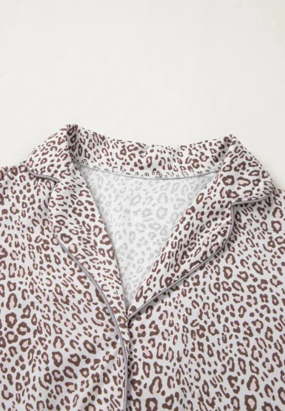 Leopard Button Down Long Sleeve Top and Pants Lounge Set sold by Gigi Laurent product image thumbnail 4