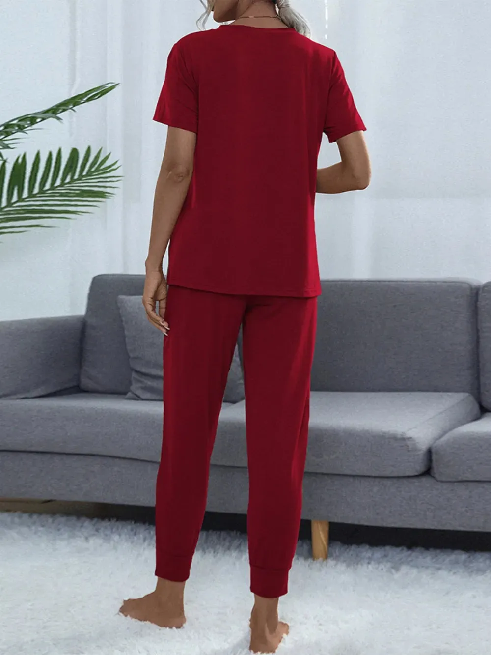 Shiny Round Neck Top and Pants Lounge Set sold by Gigi Laurent product image thumbnail 2