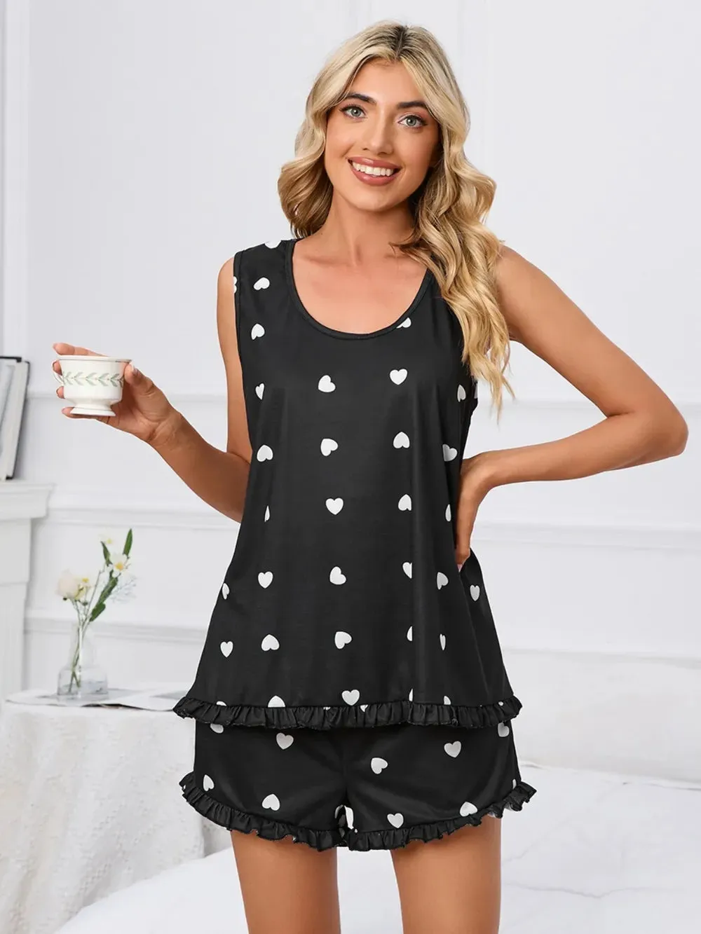 Heart Scoop Neck Tank and Shorts Lounge Set sold by Gigi Laurent