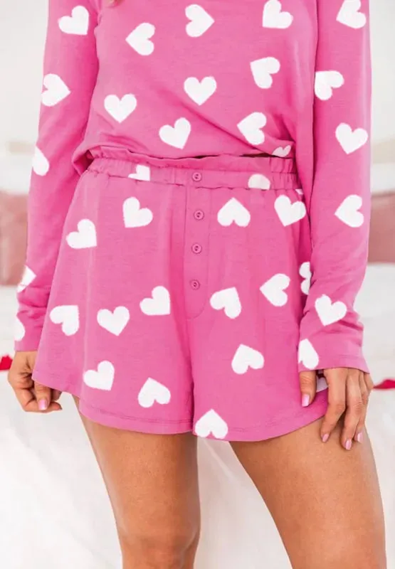 Heart Round Neck Long Sleeve Top and Elastic Waist Shorts Set sold by Gigi Laurent product image thumbnail 2