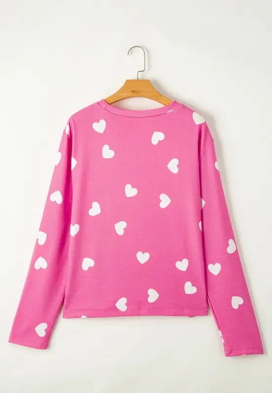 Heart Round Neck Long Sleeve Top and Elastic Waist Shorts Set sold by Gigi Laurent product image thumbnail 5