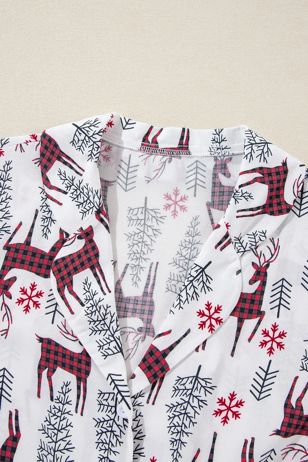 Printed Collared Neck Long Sleeve Top and Shorts Lounge Set sold by Gigi Laurent product image thumbnail 4