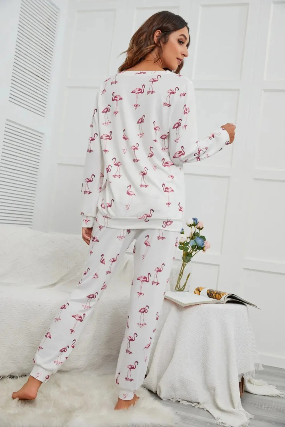 Flamingo Long Sleeve Top and Pants Lounge Set sold by Gigi Laurent product image thumbnail 4