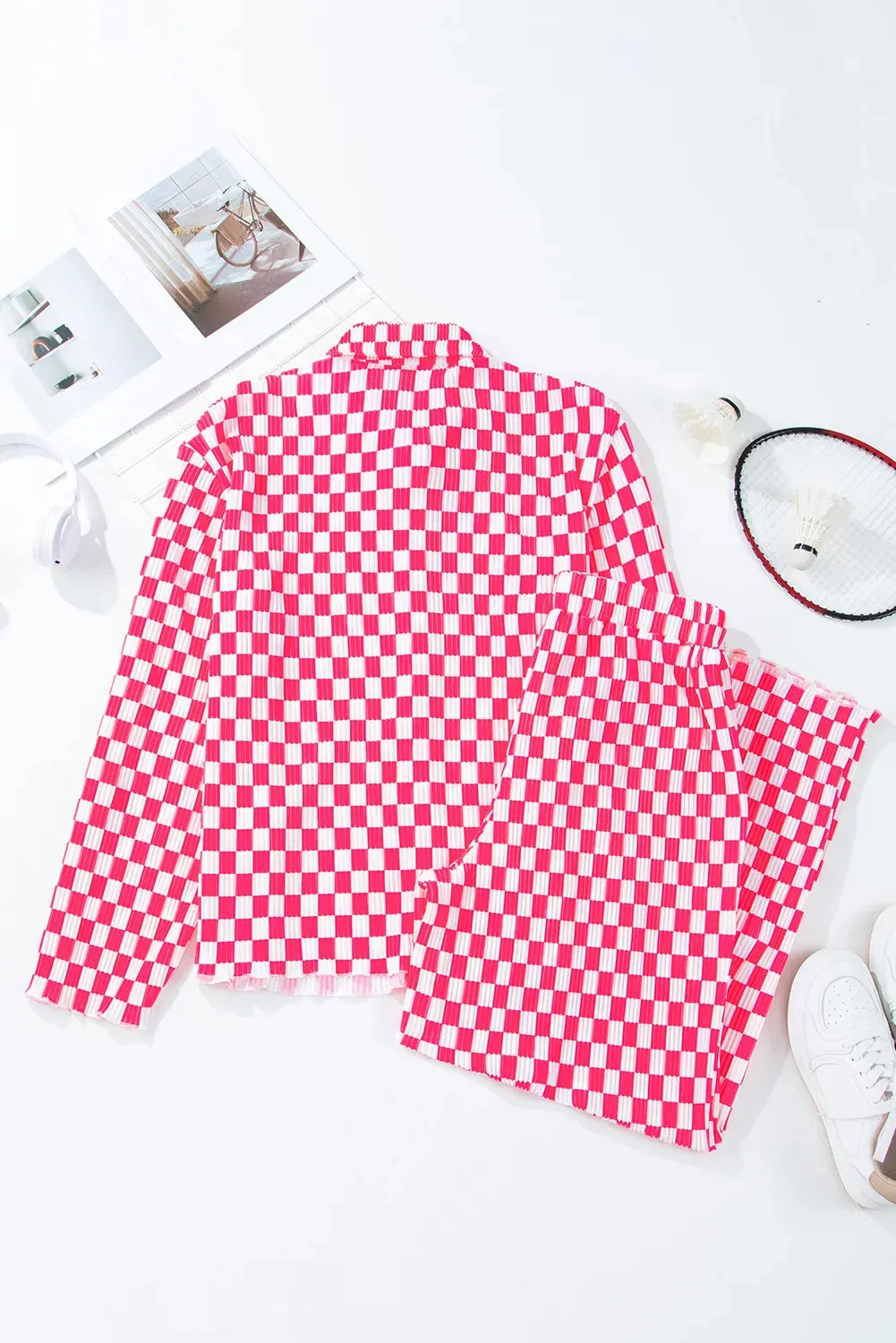 Checkered Button Up Top and Pants Lounge Set sold by Gigi Laurent product image thumbnail 3