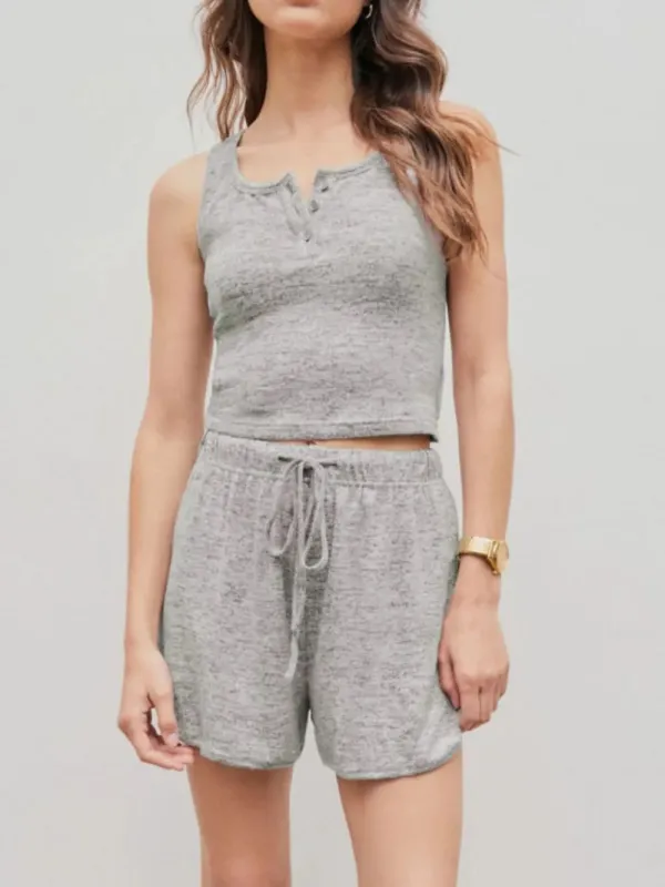 Quarter Button Sleeveless Top and Drawstring Shorts Lounge Set sold by Gigi Laurent
