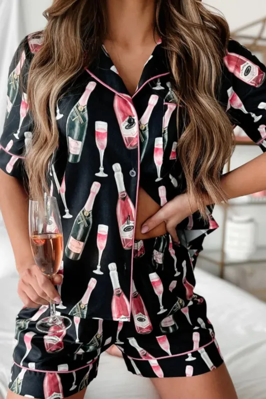 Champagne Print Short Sleeve Top and Shorts Set sold by Gigi Laurent