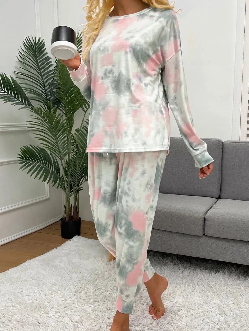 Shiny Tie-Dye Round Neck Top and Drawstring Pants Lounge Set sold by Gigi Laurent product image thumbnail 5