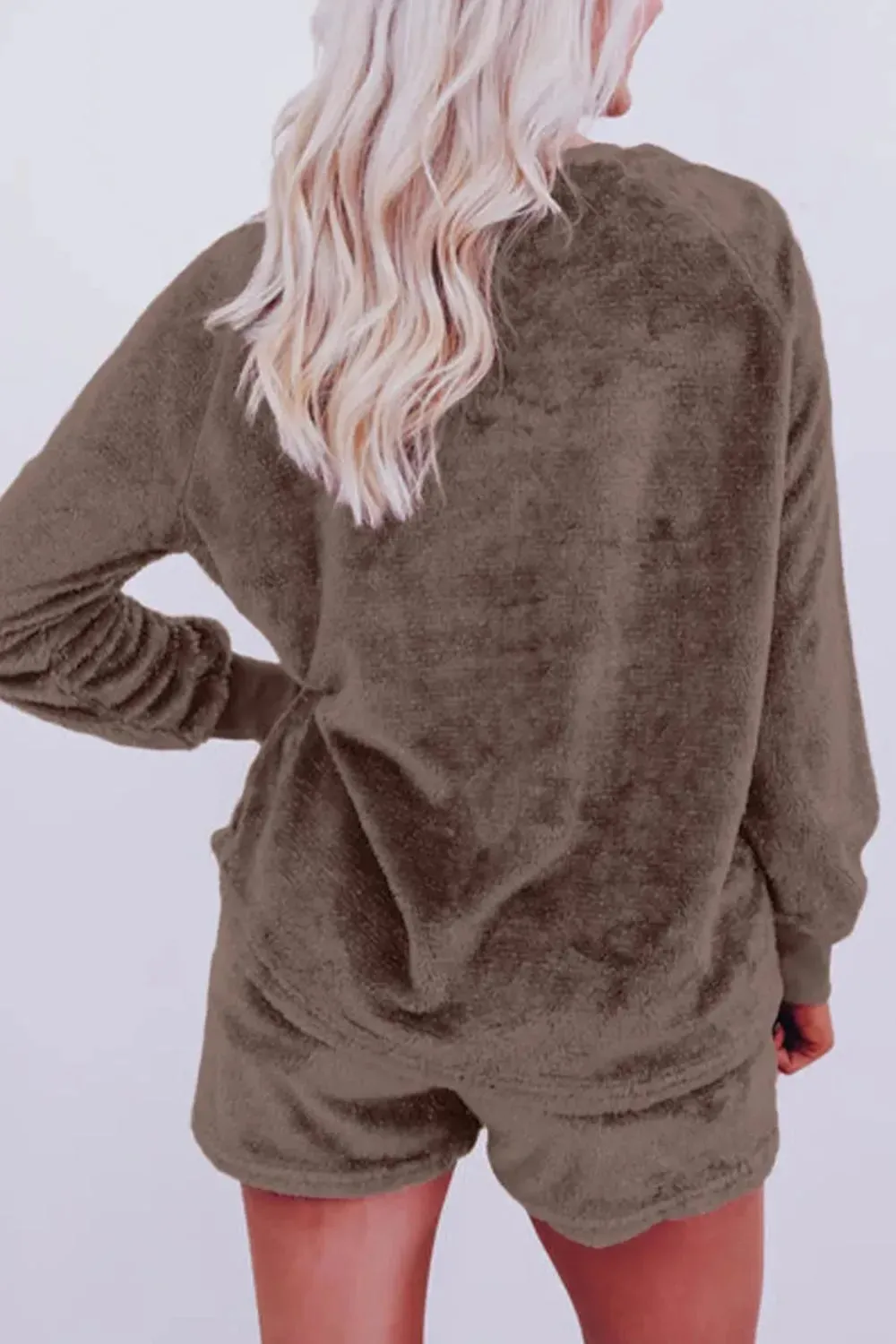 Round Neck Long Sleeve Top and Shorts Lounge Set sold by Gigi Laurent product image thumbnail 2