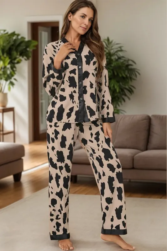 Button Up Long Sleeve Top and Pants Lounge Set sold by Gigi Laurent