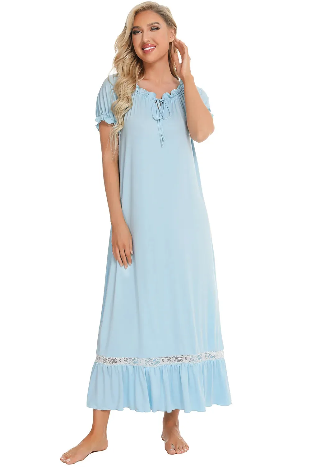 Lace Detail Short Sleeve Lounge Dress sold by Gigi Laurent product image thumbnail 3