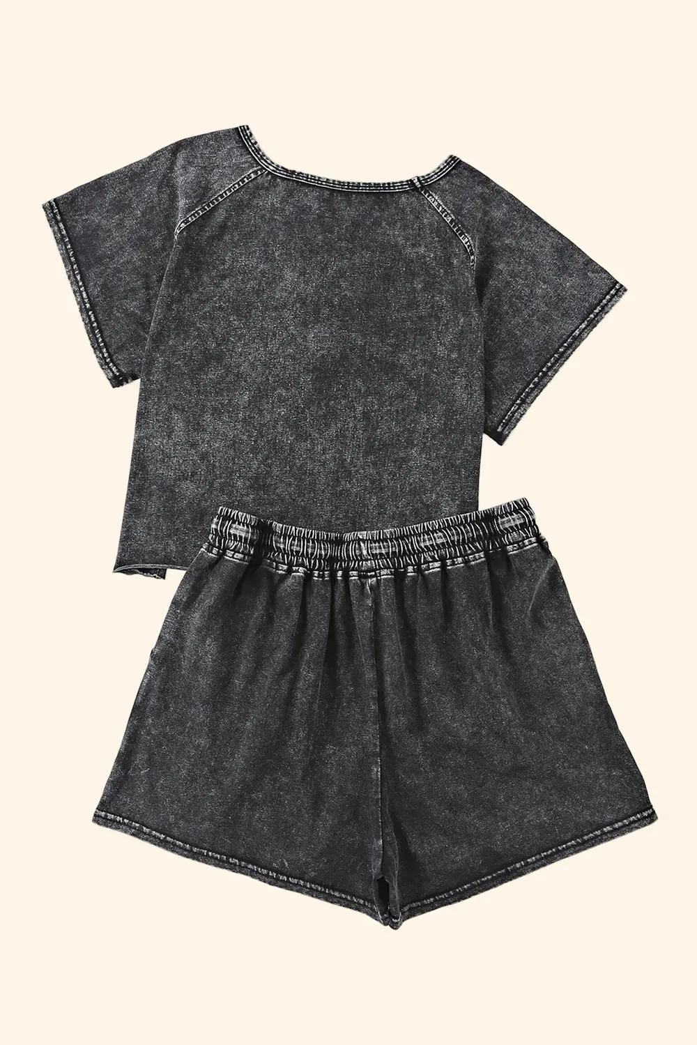 Heathered Round Neck Top and Shorts Lounge Set sold by Gigi Laurent product image thumbnail 3